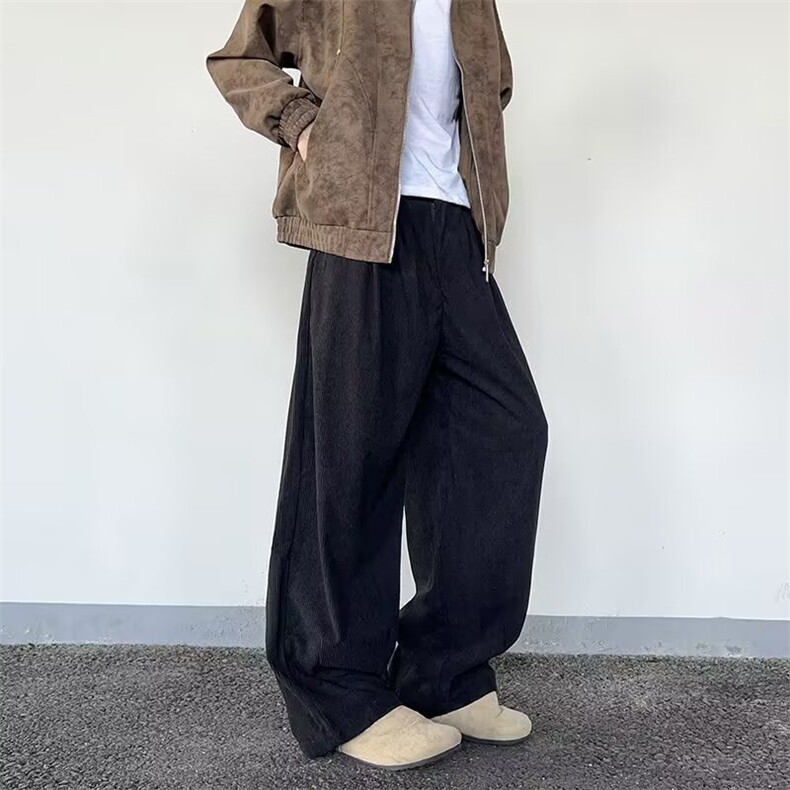 美式春季宽松休闲裤男女复古松弛感阔腿灯芯绒情侣长裤A80711-p52,男装休闲裤,星座1008