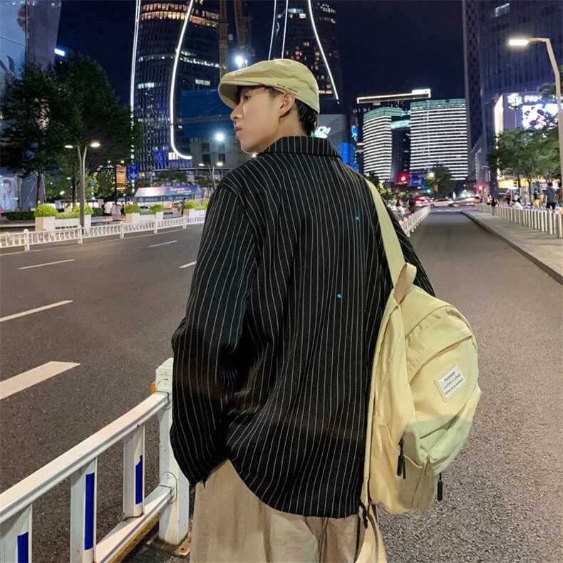 日系竖条纹衬衫男长袖韩版宽松衬衣西装外套XA38P45,男装西服,星座1116-2
