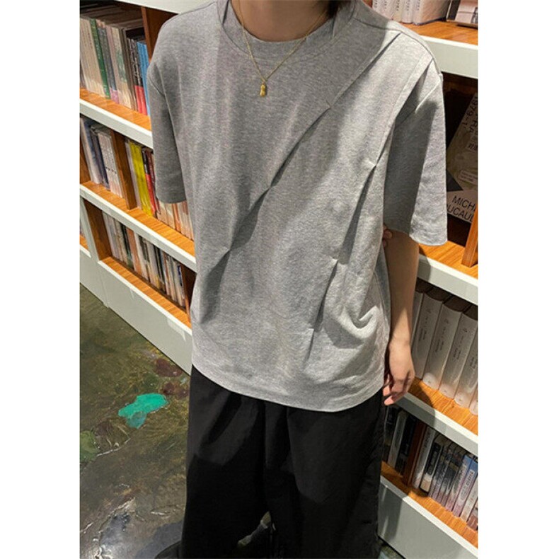 夏季设计感解构拼接短袖t恤男百搭正肩半袖小领口上衣潮TK6,男装T恤,星座1116A（原606A-3）