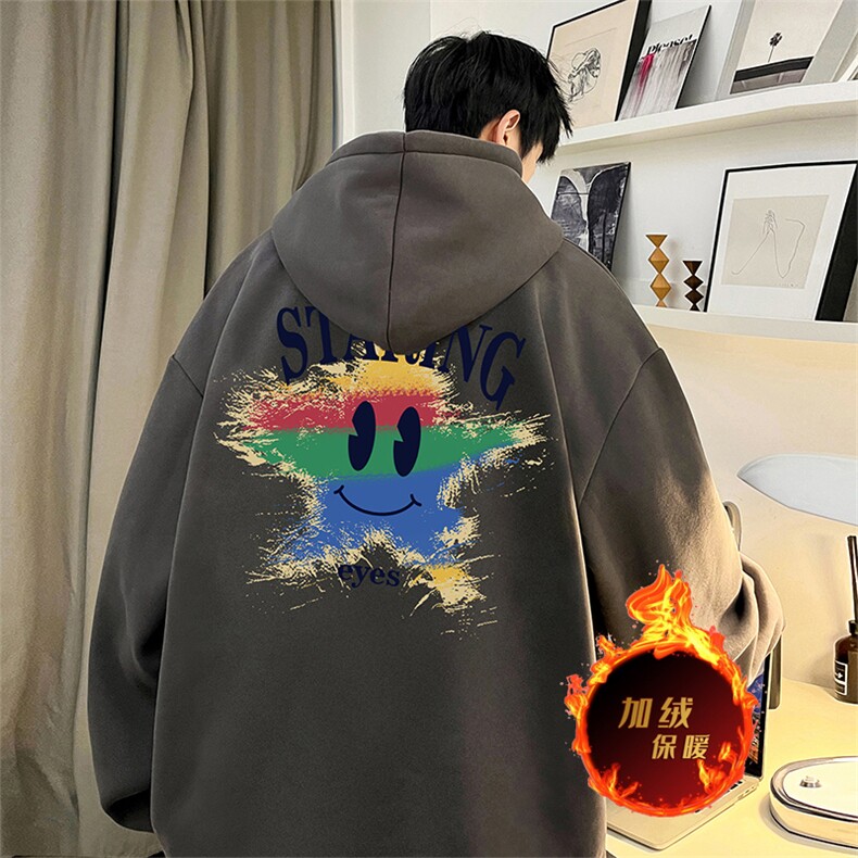 龙年卫衣冬季美式加绒加厚连帽卫衣外套DL1777常规特P35加绒特40,男装卫衣,电商A486