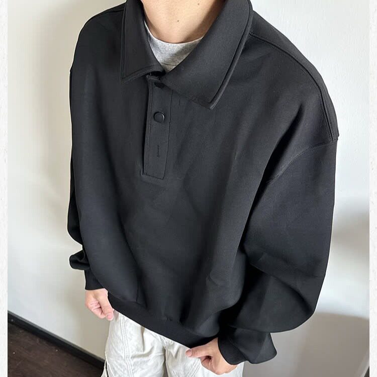 秋季新款痞帅宽松打底长袖卫衣内搭POLO领休闲外套男潮WLW488-P39,男装T恤,星座1008