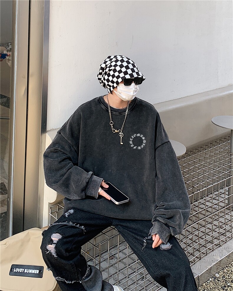 22新款秋复古美式水洗做旧宽松男女中性卫衣301B-JB7892-P58图片
