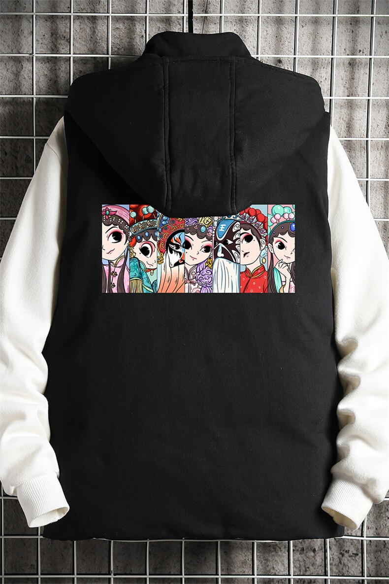 京剧脸谱风棉马甲大码加厚棉背心男坎肩男网格MJ47250-P80,男装背心/马甲,电商A040A