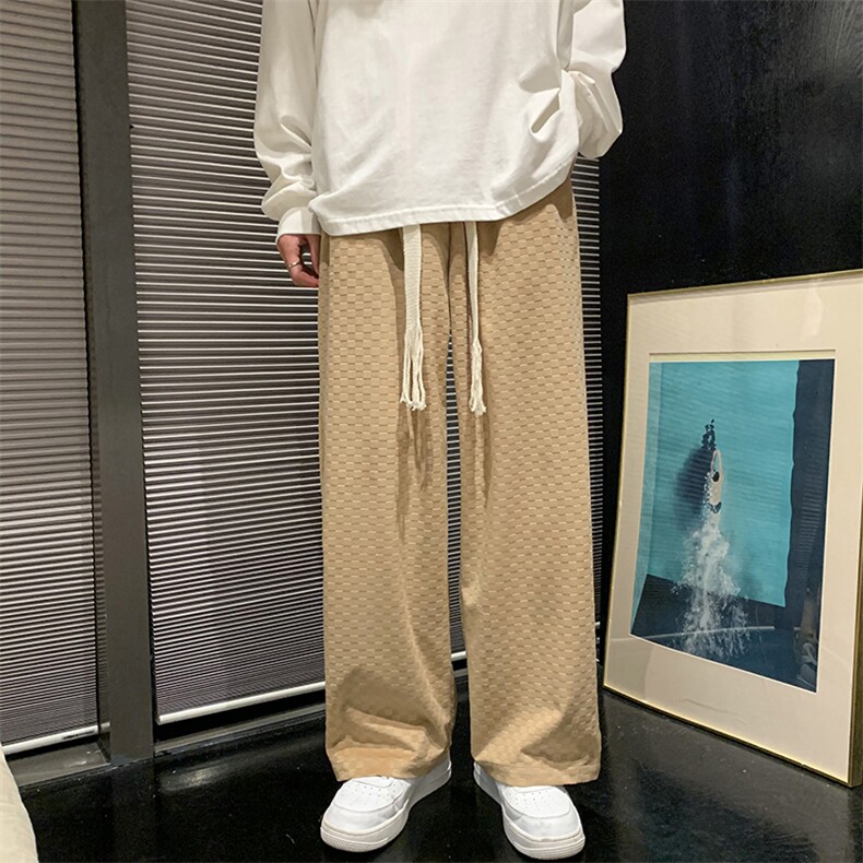 春装现货港风宽松休闲直筒抽绳运动裤男装DM157-P40,女装休闲裤,电商D321-1