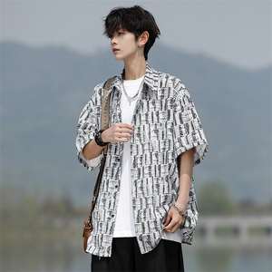 8XL-M花衬衫男款短袖夏季冰丝薄款花衬衣大码寸衫外套DC28013P38图片