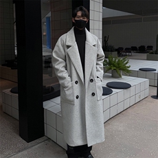 抖音品质冬季毛呢中长款风衣毛潮牌大衣外套FY128，男装风衣，星座903-1