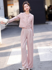 港风小香风套装女2024春装新款淑女气质小洋装御姐炸街爆款两件套，女装套装/套裙，伊仟回