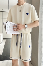 夏季短袖套装男士韩版五分裤潮流t恤短裤一套简约潮牌休闲运动服，男装牛仔裤，电商A327