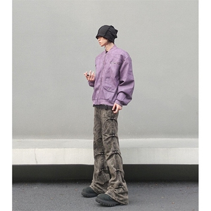 自家图现货！紫色高级短款夹克棒球服痞帅赛车服R3326-P90/已注册图片