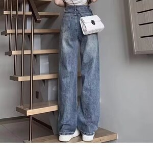 窄版直筒裤阔腿牛仔裤女2025春夏季新款潮牌高腰宽松显瘦女士裤子图片