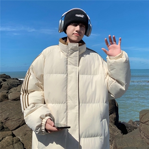 ！冬季条纹五防立领加绒加厚棉衣情侣撞色棉服外套MY7777-p68图片