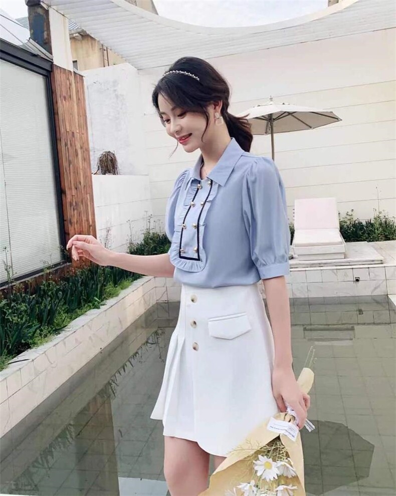 夏季新款纽扣衬衫，女装衬衫，田间晨露