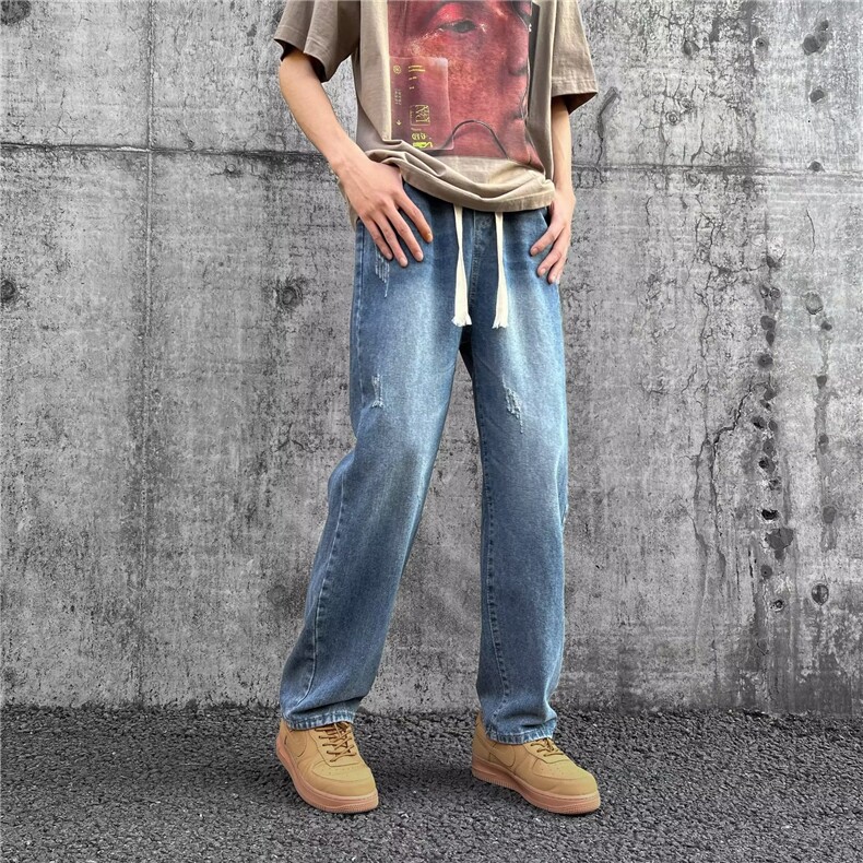 美式个性牛仔裤男韩版潮流痞子帅2026夏季新款ins直筒裤RK221-P39,男装牛仔裤,星座412