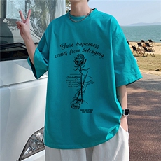 老220克纯棉玫瑰花短袖T恤男大码体恤主推差价大视频支持，男装T恤，电商A426-1(原A430-1)
