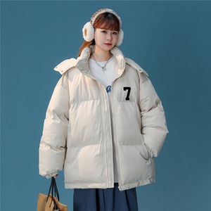 中性风22秋冬ins数字7印花立领面包服连帽棉衣外套MY207P115控158图片