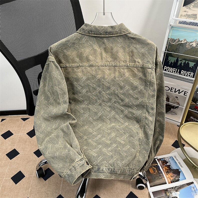重工秋款男牛仔夹克衫刀割毛刺复古宽松外套JK8872P70,男装工装外套,星座1013-1