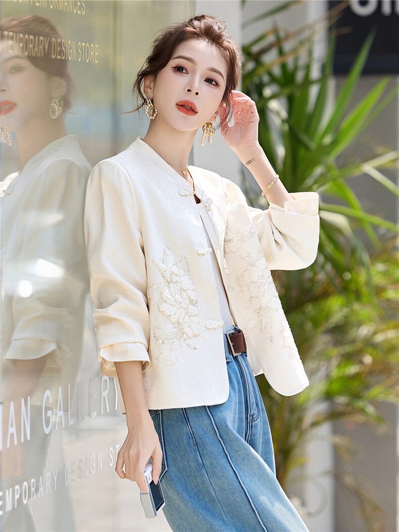 中式小香风提花短款外套女春秋2026新款洋气百搭减龄G风上衣外套,女装短外套,意芙