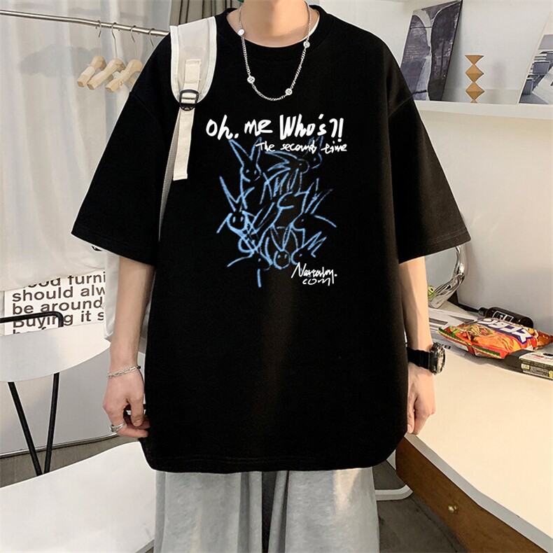 抖音得物二开现货供应220克夏装重磅美式高街宽松短袖t恤MT65,男装T恤,电商A486-1