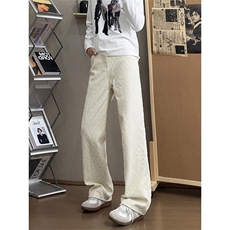 B221美式ins宽松直筒格子休闲白色牛仔裤LK25579-特P45控78，男装牛仔裤，电商B221