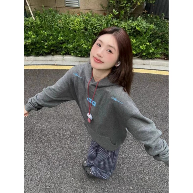 CX216-P49美式潮牌百搭运动宽松连帽卫衣女春秋重磅刺绣休闲,男装卫衣,电商B323A