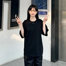 抖音得物品质二开240克宽松纯棉美式高街痞帅潮牌金属装饰短袖T恤，男装T恤，电商A486