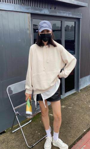 韩版纯色连帽卫衣，女装卫衣/绒衫，Q.P