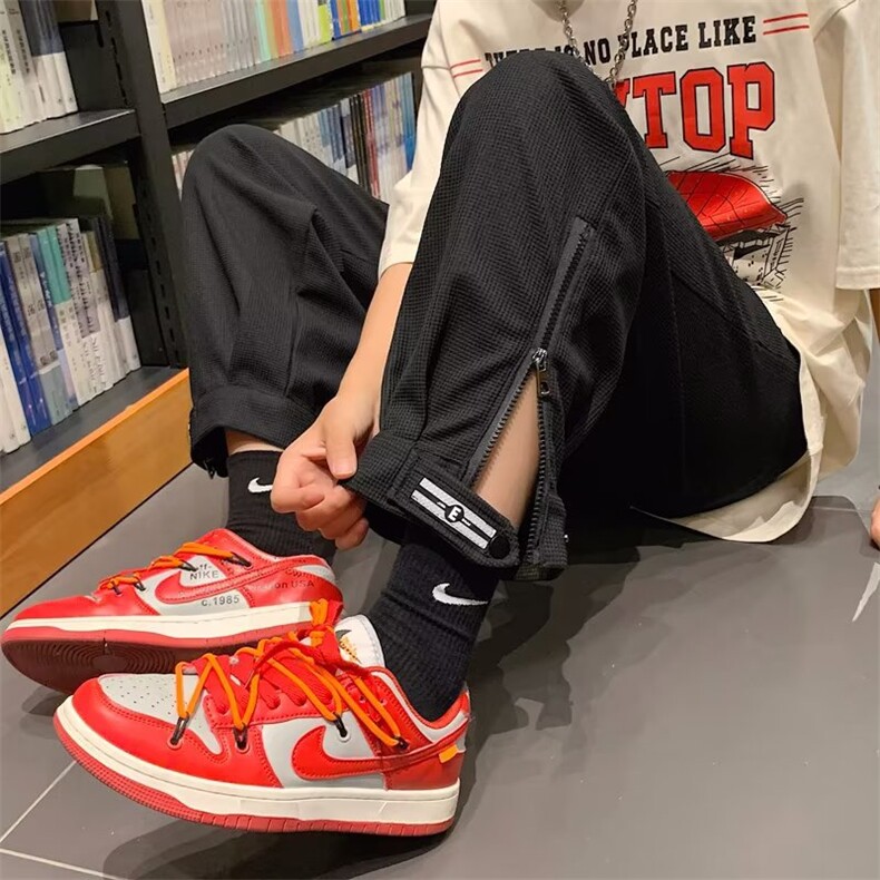 华夫格拉链束脚裤夏季薄款宽松潮流束脚休闲卫裤男 K3831-P33图片