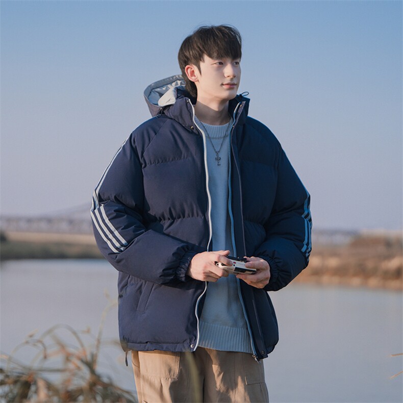现货 抖音得物供视频 三条杠织带加厚羽绒连帽棉衣外套棉服MY8097图片