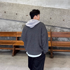 网图美式复古重磅连帽毛衣宽松假两件针织衫外套A025-SY171-P78，男装针织衫/毛衣，电商A025
