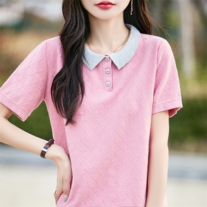 POLO领短袖t恤女夏季2025新款女装上衣宽松薄图片