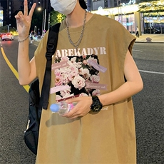 数据超好抖音品240克重磅欧美式潮牌水洗背心无袖t恤BX395-P35，男装T恤，电商A486