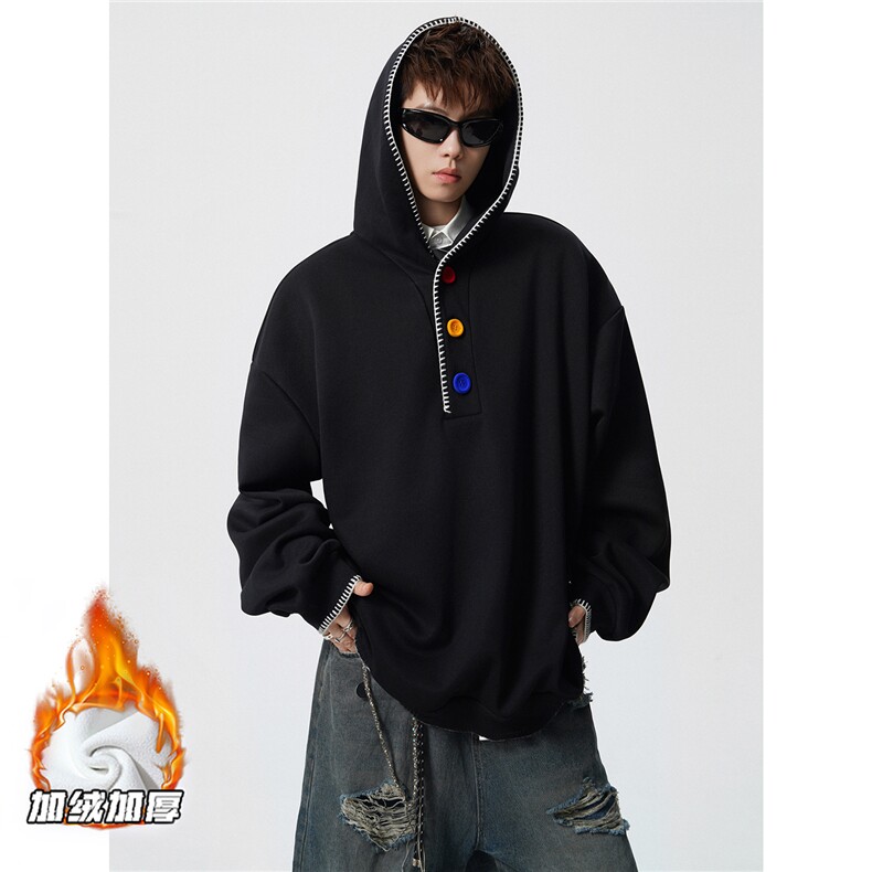 WY5561JR-P60特控108大码冬季加绒加厚连帽套头宽松卫衣,男装卫衣,电商D232