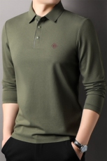 F83068莫代尔含羊毛拉链门襟翻领长袖POLO磨毛保暖刺绣LOGO，男装Polo衫，钱塘207-1
