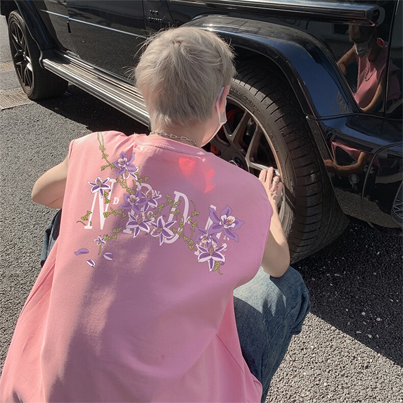 花卉藤蔓美式得物直播抖音品质纯棉250克无袖背心T恤T2518P25控39，男装背心/马甲，电商C408-1(原B339-1)