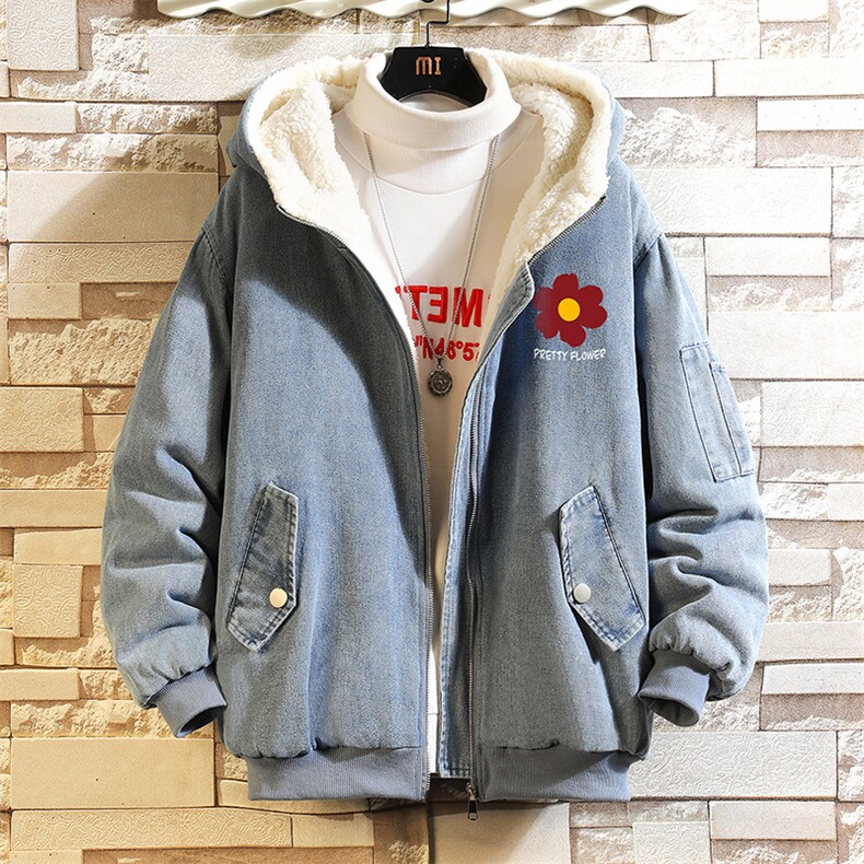 牛仔外套男大码加厚加绒衣男羊羔毛服男砖墙NM53257-P140,男装棉衣,电商A040A