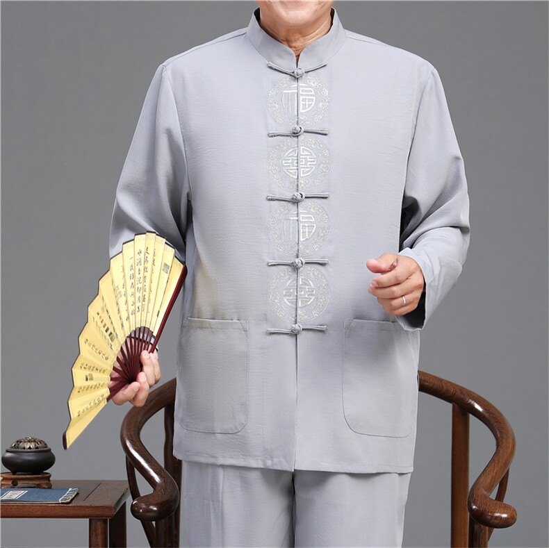 2022唐装男中老年太极服春秋风节日过寿汉服套装YD2113A-P125，男装民族服装，星座1105-3