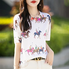 2025年秋季圆领日常薄款短袖免烫处理修身型不连帽，女装T恤，新胜羊绒