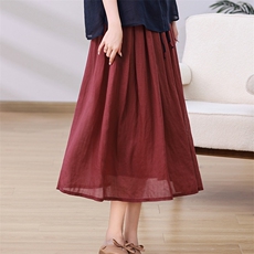 BasicHouse/百家好薄款宽松阔腿山本裤子女夏季高腰垂感半身裤裙，女装半身裙，独衣靓