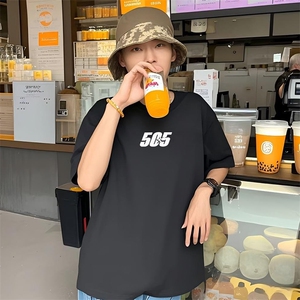 25新款港风抖音直播宽松美式高街短袖纯棉T1802特P18图片