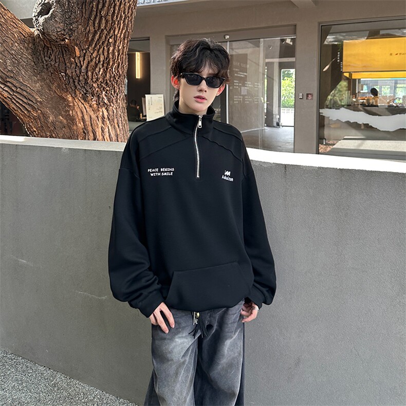 秋季宽松半拉链设计款卫衣潮休闲外套XZ808B-WH088-P48,女装短外套,星座808B