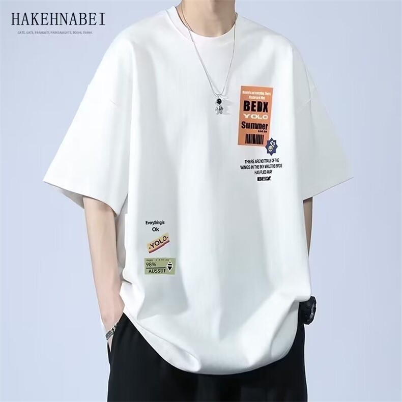 短袖t恤男士潮流夏季2024新款男生潮牌港风宽松半袖男上衣服,男装T恤,星座1013