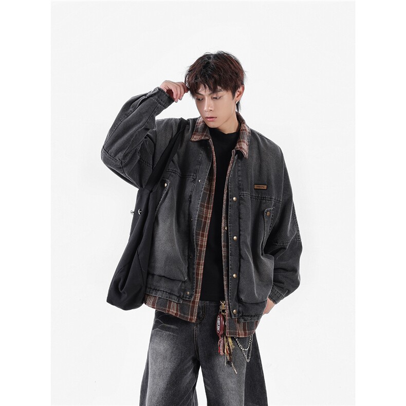【现货】25秋新款牛仔水洗假两件潮男夹克外套 705-1-W8852-P128图片