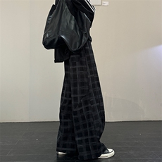 黑白格子裤男秋季慵懒风垂感美式复古休闲裤子B381-2/103/P45，男装休闲裤，电商B381-2