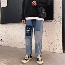 （大货）韩版个性牛仔裤男秋季新款宽松直筒潮流长裤子N/，男装牛仔裤，电商D202