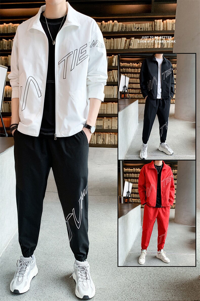 男士新品夹克套装时尚印花休闲运动两件套DS531T,男装卫衣,电商A102