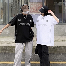 情侣装夏装新款高街潮牌印花短袖T恤情侣宽松半袖潮D251P38女类，男装T恤，电商A335-1（原A458）