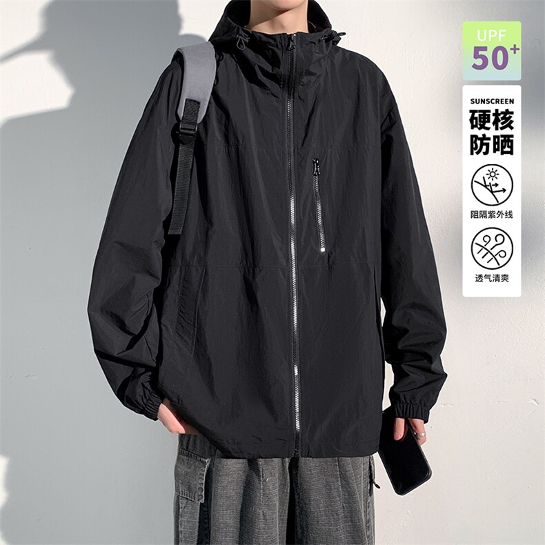 【UPF50+防晒衣】X2381-TP40控价68新款拼色男凉感透气连帽上衣,男装夹克,电商A102-1