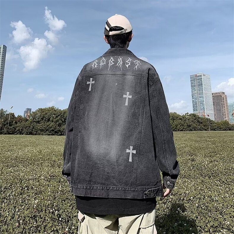 高街vibe美式撞色十字架外套欧美街头ins穿搭高级感夹克WT605p80,男装夹克,星座1013