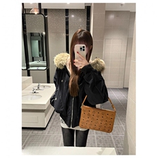 现货重磅boxy短款棉衣座山雕大毛毛领男女棉服水洗工装厚外套，男装棉衣，电商A443