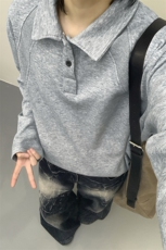 华棉280g解构港风亨利领长袖T恤男T53701特P18T53701J加绒特P23，男装T恤，电商A001